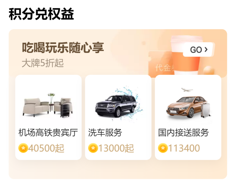 广发美国运通生活+卡积分兑换权益