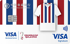 农业银行2022年卡塔尔世界杯主题信用卡 橙衣军团-队服版  白金卡